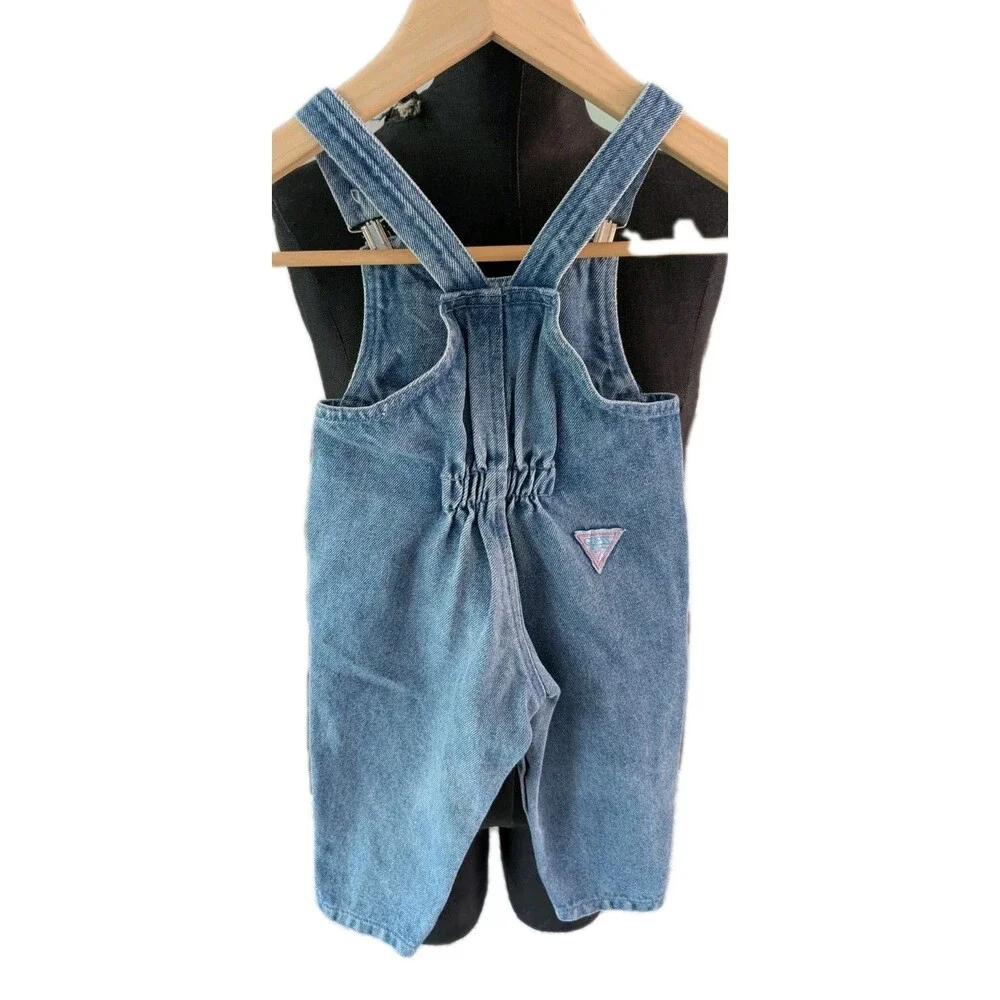 Vintage GUESS CLIP Overalls Georges Marciano USA Baby Girls Denim Size 12 Months